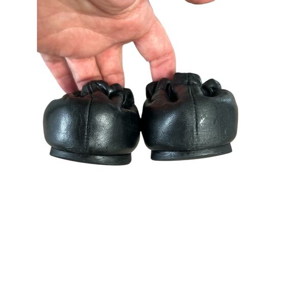 Tory Burch Leather Minnie Ballet Travel Flats in Perfect Black/Gold Size 7.5 - Picture 9 of 16